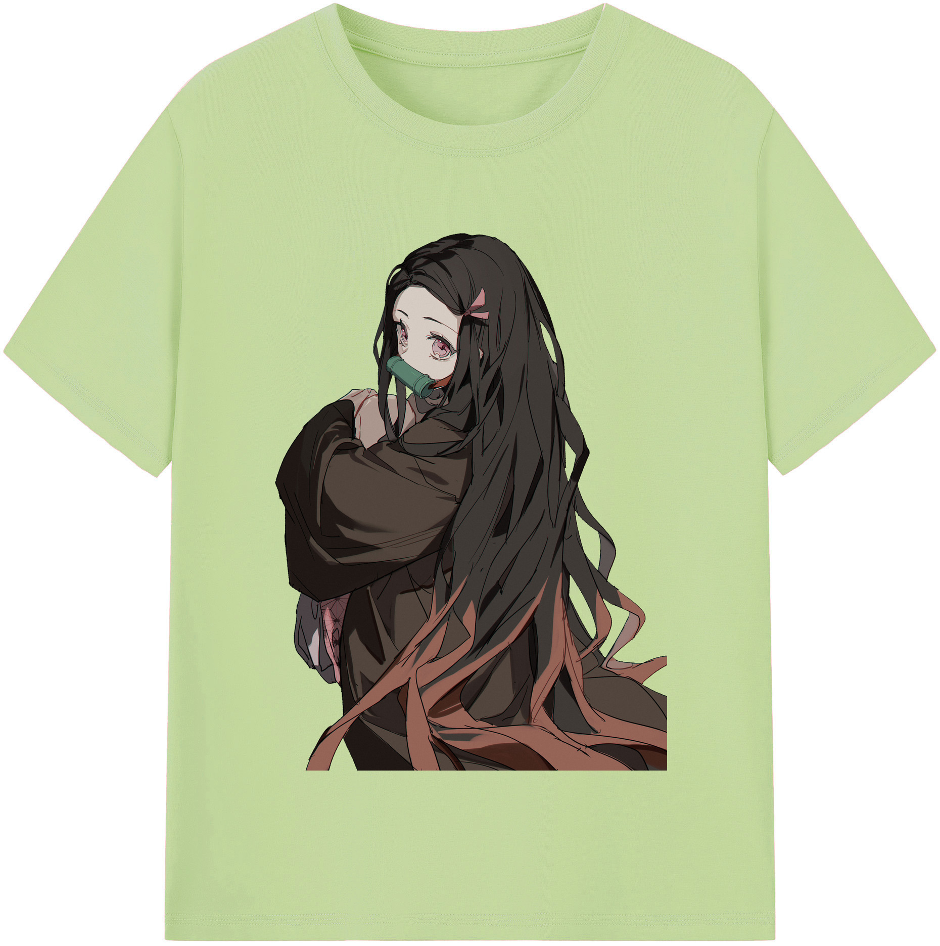 （画像用） 鬼滅の刃（きめつのやいば）竈門 禰󠄀豆子／かまど ねずこ Kamado Nezuko 綿100％半袖Tシャツ（フロントプリント）